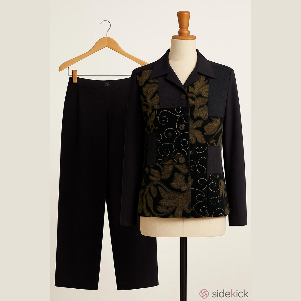 Vintage 90s Notations patchwork jacket & pant set